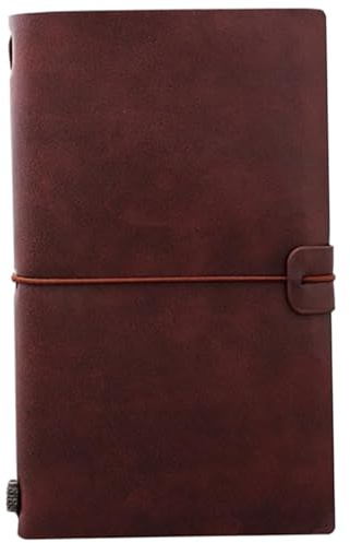 Resedagbok, vintage PU resenärers anteckningsbok med remspänne, 21 x 11 cm retro påfyllningsbar anteckningsbok för att skriva bokstäver, rita bilder eller klistra foton, resenärer