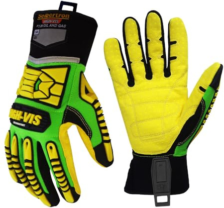 Seibertron HIGH-VIS SDXC5 Mechaniker Hochleistung Technische Hilfeleistung Schnittschutz 5 Handschuhe Handschutz Ebene Schutzhandschuhe Öl und Gas/Ölfeld Sicherheitshandschuhe L