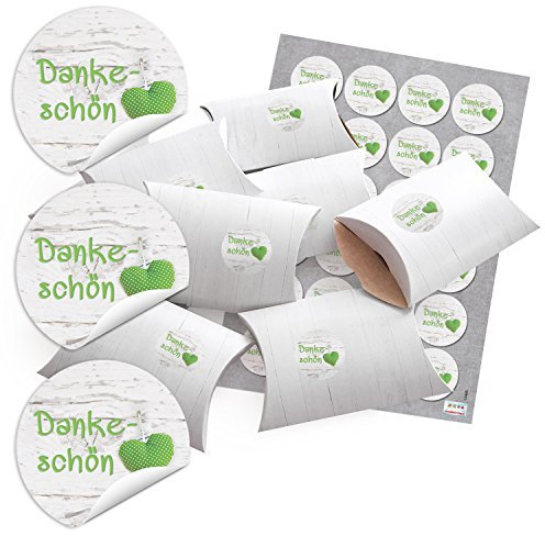 Logbuch-Verlag 24 kleine Gastgeschenke Hochzeit Kommunion Schachteln 14,5 x 10,5 x 3 cm mit Dankeschön Sticker