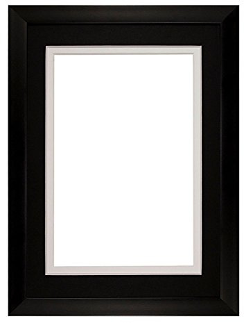 Memory Box Rainbow Range Black Matt Double Mount Photo frame/picture frame/poster frame with Real Glass - Black on White Mount - 14x11 for A4 pictures