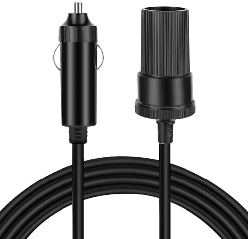 TNP Kfz Zigarettenanzünder Verlängerungskabel - 3m, 12V/24V Auto Verlängerung Kabel für Zigarettenanzünder-Buchse, mit 5A Sicherung, Steckdosenadapter, Vollgummileitung mit Stecker auf Buchse, schwarz