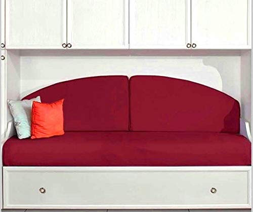Spalliera per Letto a Ponte, trasforma il Letto in Un Divano. Due spalliere MEZZALUNA realizzate indeformabili e sfoderabili (Rosso)