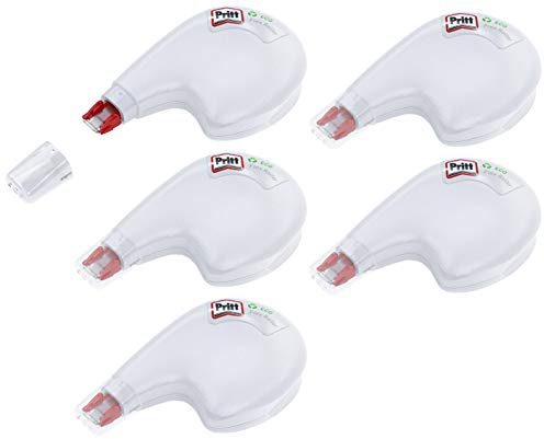 Pritt Korrektur Roller 10 m Länge und 4,2 mm Bandbreite (5x Eco Flex Roller weiß)