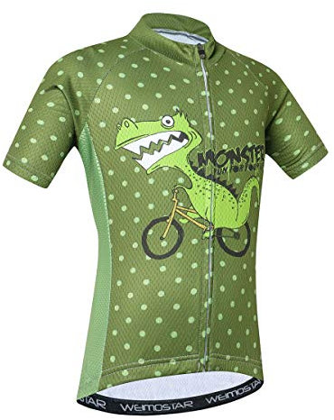 Kinder-Fahrradtrikot für Jungen und Mädchen, kurzärmelig - Grün - L(Height 120-129cm)