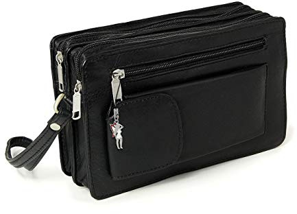 DrachenLeder Herren Geldbörse Handgelenktasche Leder schwarz 20x12x7 D2OTJ512S EIN schönes Geschenk zu Weihnachten, Geburtstag, Valentinstag für den Mann