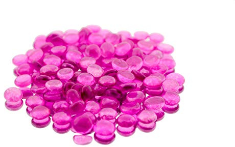 WGV Flat Marbles, Pebbles, Glass Gems for Vase Fillers, Party Table Scatter, Wedding, Decoration, Landscaping, Aquarium Decor, Crystal Rocks, Pink (2 Pounds, Approx 200 pcs)