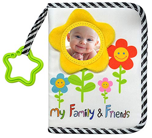 ABCKEY My Family And Friends Baby Photo Album With Sunflower Baby-safe mirror Holds 18 Photos Colourful