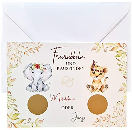 Suzu Papers 5er Set Rubbelkarten Mädchen oder Junge - Geschlecht des Babys verkünden - Rubbellose für Gender Reveal Überraschung (Mädchen)