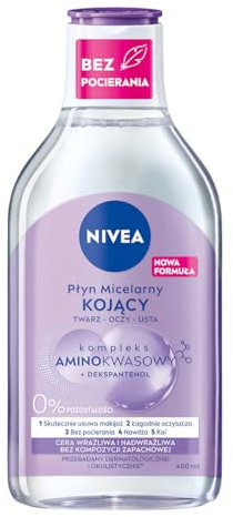 NIVEA Liquide micellaire apaisant avec complexe d'acides aminés et dexpanthénol pour peaux sensibles et hypersensibles 400 ml
