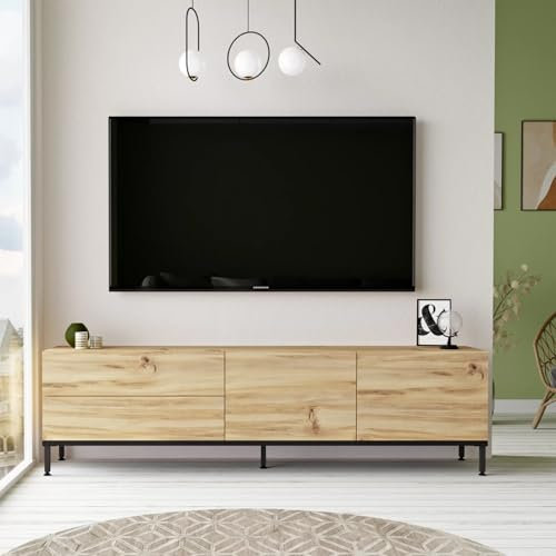 Vep Home - Mueble de TV Serie Yurupa Luvio - con Patas Metálicas Niveladoras - Medidas 170x35x45 cm - Diseño Bajo y Robusto - Ideal para Salones Modernos - - Color Gris
