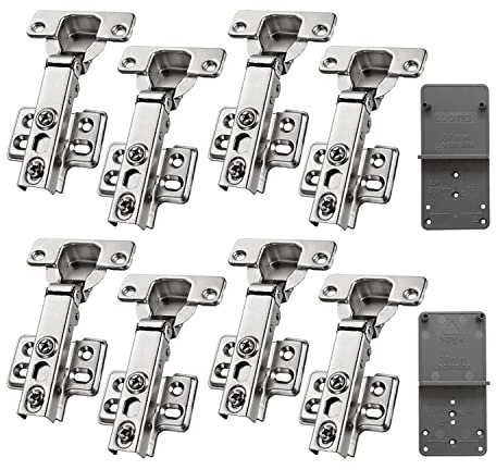 LOOTICH 105 Grad Fixed-On Eckanschlag Topfscharnier Standardscharniere mit Schließautomatik Integrierte Hydraulisches Dämpfung Scharniere Küchenschrank Kleiderschrank Schranktür Möbel 8 Stück