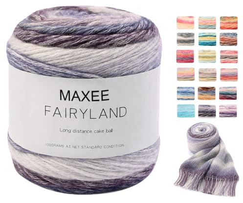 Maxee Farbverlaufsgarn 100g, 250 Mete Cupcakes Bobbel, Mehrfarbiges Gradient Häkelgarn, Handstrick Häkeln Baumwollstrickgarn zum Pullover Hüte | Wolle zum Häkeln mit Farbverlauf, auch zum Stricken; weiches mehrfarbiges Garn für Schal, Tuch, Mütze und Pullover