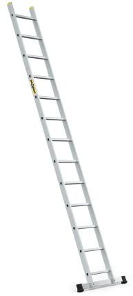 DRABEST PRO SERIES Aluminium Ladders 1x13 - Press-Formed Multi Purpose Ladder - 330lbs / 150kg - 40 x 352 x 6 cm