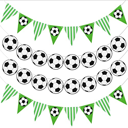 4 Piece Football Banner Decoration - Football Theme Party Supplies, Flags Bunting Banners for Soccer Fans, World Cup 2022