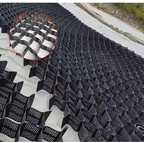 QWEASDF 5 cm/2 in HDPE-Geo-Gitter, Wabengitter Gitterplatten, Schwerlast-Geogitter für Bürgersteig, Außenbereich, steile Hügel, Kiesmatten, Fahrlast 1800 Pfund,5 * 10m(16.4 * 32.81ft)