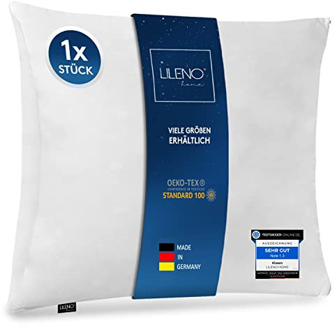 LILENO HOME Almohada de microfibra 80x80 cm Deluxe (relleno de 1200g) [1er Set] lavable hasta 95 grados con cremallera - Almohada de 80x80 cm como relleno de almohada para la cama - Almohada