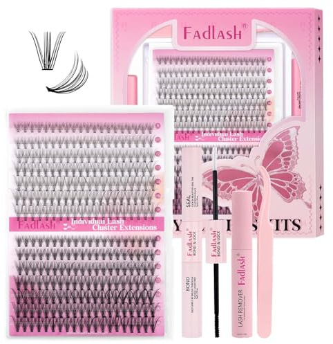 DIY Wimpernverlängerungs-Set, Wimpernbüschel individuell, Wimpernbindung und Versiegelung, Cluster Wimpernkleberentferner und Wimpernpinzette für Wimpernverlängerungen Anfänger (10D + 20D-0.07D, 8-16