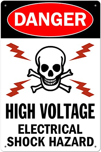 Aluminiumschild mit Aufschrift Danger High Voltage, lustiges Warnschild für elektrische Gefahr, langlebig, 20,3 x 30,5 cm