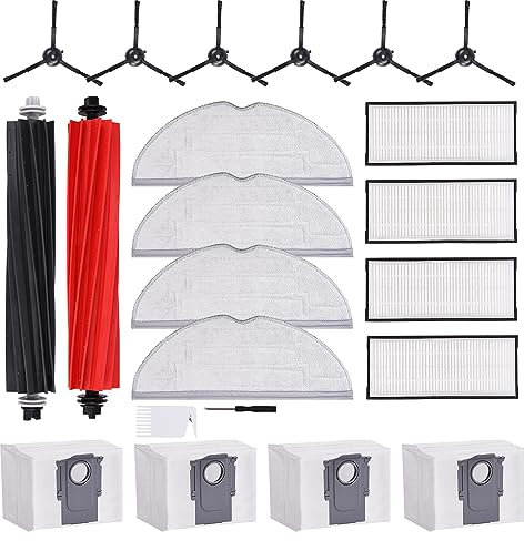 Zubehör für Roborock S8 PRO S8 PRO ULTRA Staubsauger, Ersatzteile Kit für Roborock S8 Pro Ultra, 2 Hauptbürste, 4 Wischtücher, 4 Hepa Filters, 4 Staubbeutel, 4 Seitenbürste, 1 Reinigungsbürste