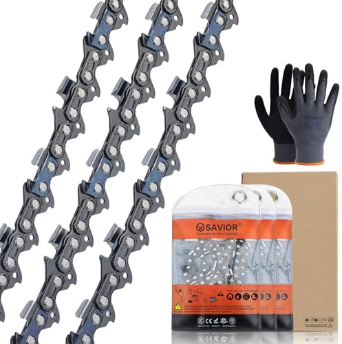 Savior 20 Inch Chainsaw Chain 3/8 Pitch .050 Gauge 72 Drive Links for Husqvarna 455 55 555 Rancher Chain Replace Stihl MS391 MS311 33RS-72 33RS3-72 3624 005 0072 20 Chainsaw Chain- E72 (3 Chains)