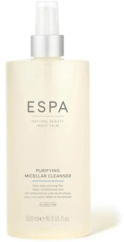 ESPA | Purifying Micellar Cleanser | Supersize | 500ml | Hyaluronic Acid, Rose Water & Witch Hazel | One-step Cleanser for Clear Conditioned Skin | Purifies & Tones