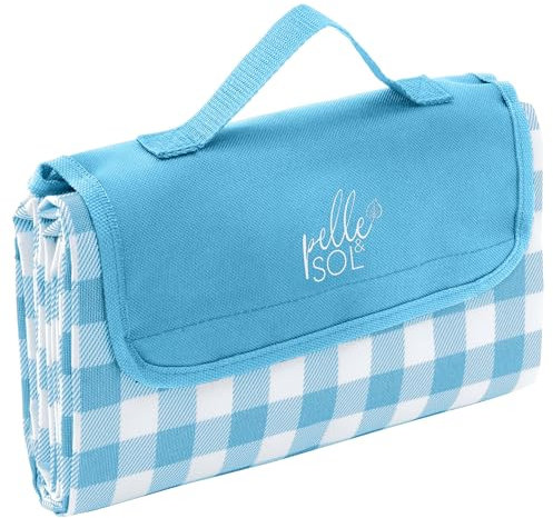 Pelle & Sol Manta de Picnic Impermeable, 200 x 140 cm, Plegable, Manta de Playa al Aire Libre, Antideslizante con asa de Transporte, Alfombra de Playa Lavable y Resistente a la Arena para jardín