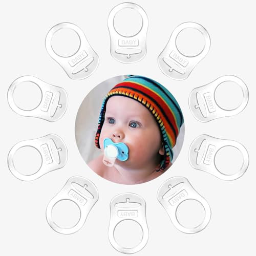ZXCHOME 10 pcs Transparent Silikonknopfring Silikonring für Schnuller,Baby Schnuller Halter Clip Adapter Schnullerhalter für Baby Schnullerketten