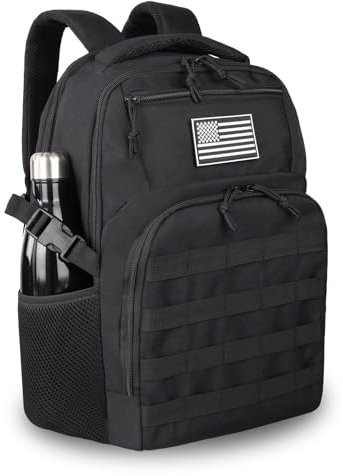 TBNBO Military Tactical Backpack for Travel Hiking,Black Backpack for Men with Bottle Holder, 30L Small Laptop Backpack for Work, Men's Assault Bag Back Pack