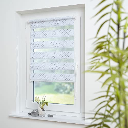 Gardinen Senay, Klemm-Fix Doppelrollo, mit verstellbaren Klemmträgern, Gemustert Karo 45cm-120cm (100x150)