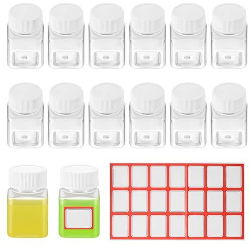Bnnrjia 14 Stk Pröbchen Fläschchen, 50ml Tragbare Reiseflaschen, Plastikflaschen zum befüllen Transparent mit Deckel, Leer Tragbare Kosmetikflaschen Reisebehälter für Kosmetik Reisen Shampoo Lotion