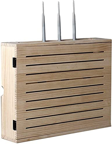 Wandmontiertes Router-Regal aus Massivholz mit dekorativem Regal, ideal für Schlafzimmer oder Schrank, passend für kabellose Router und Set-Top-Box (Innendurchmesser 45 cm)