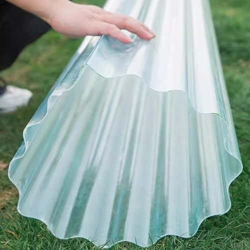 Hojas de techo corrugadas transparentes de 1,2 mm, placa de iluminación diurna FRP para techo de garaje, ignífugo, resistente a la lluvia, anti UV, panel de repuesto para cobertizo, paquete de 10 (0,9