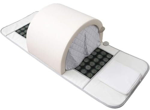 LQQYJSM Couverture À Vapeur pour Sauna À Domicile, Combinaison Dôme Sauna Portable Et Tapis Luxe, Sauna Infrarouge À Couverture Complète À 360 Degrés pour Une Personne avec Tapis Chauffant,White
