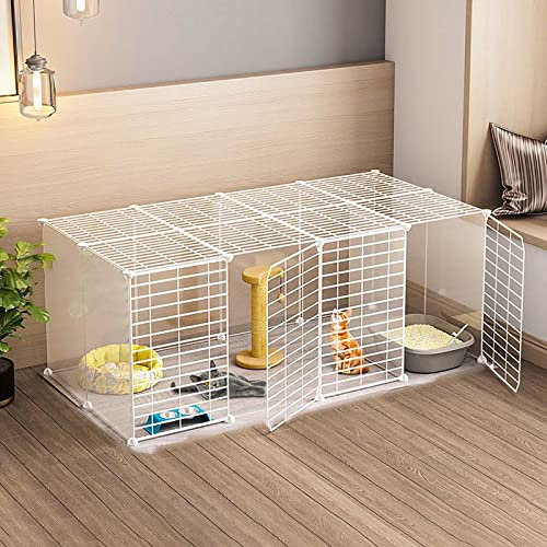 Hundekäfig, Katzenkäfige, Zwinger, Katzenbox, Katzenwohnung, Hundeboxen für kleine Hunde, tragbarer Gartenzaun – für Kleintiere, Welpen, Kätzchen (147 x 75 x 47 cm (2))