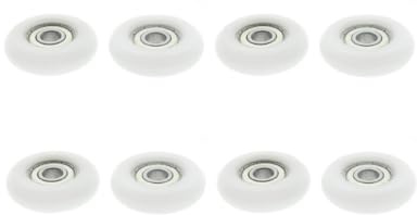Generisch 8 Stück 8 x 38 x 10mm Weiß Engineering Kunststoff Lager Stahl Kugellager Führungsrolle Roller Runde Radlast 98 KG
