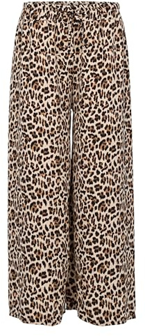 Malito - Damen Marlenehose im Animal Print - weich fließende Culottehose - lockere Sommerhose - Trendige Freizeithose 2306 - (Leo 1)
