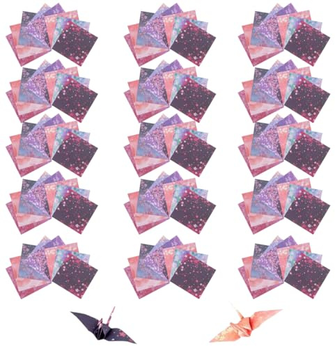 WUSJCOF 120 Fogli di Carta Origami Colorata Fronte-Retro, 15 x 15 cm Carta Pieghevole con Motivo a Fiori di Ciliegio, Carta Washi Facile da Piegare per Progetti Creativi, 8 Stili