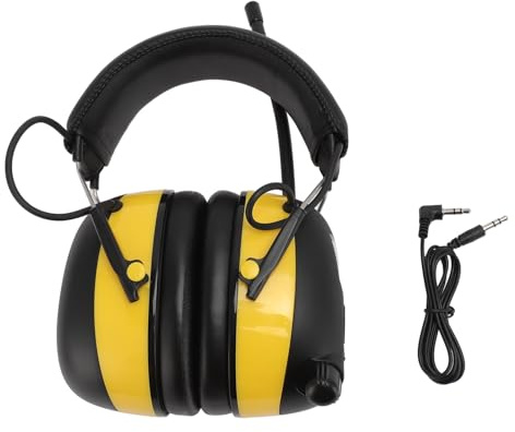 Pilipane Casque protecteur auditif Bluetooth électronique 30dB Réduction du bruit sans fil avec fonction d'assistance sonore pour les chantiers de construction en acier inoxydable ABS (Jaune)