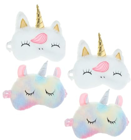 KOMBIUDA 4stücke Süße Schlafmaske Für Junge Mädchen Mit Einhorn-tierdesign Weiche Augenbinde Zum Schlafen Augenschutz Für Reisen Nickerchen Und Mittagspause