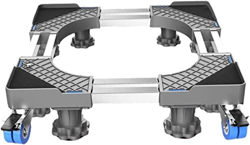 AYCDL Base per Lavatrice, Staffa per Base Lavatrice, Carrello per Asciugatrice A Doppio Tubo, Estensibile da 53 A 72 Cm, Vaschette per Il Ghiaccio per Spostare Mobili