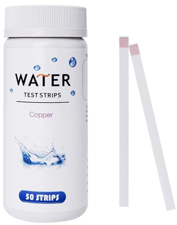 VANSUKY 50er-Pack Kupfer-Teststreifen für Wasser (0–10 mg/L oder ppm, 0/0,5/1/2/5/10 Stufen) – Schnelle & präzise Kupfererkennung für Trinkwasser, Aquarium, Pool & Labor