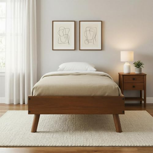 IDIMEX Futonbett Karri aus Massivholz, 100 x 200 cm, Kastanie – Holzbett mit konischen Füßen, Einzelbett für Schlafzimmer, Massivholz-Bett mit niedriger Rahmenhöhe, Klassische Formgebung