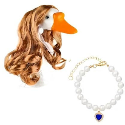 Uqezagpa Geese Dog Necklace Costume Curly Hair Decoration For Photography Gatherings Fabric Craft Geese Collar And Wigs
