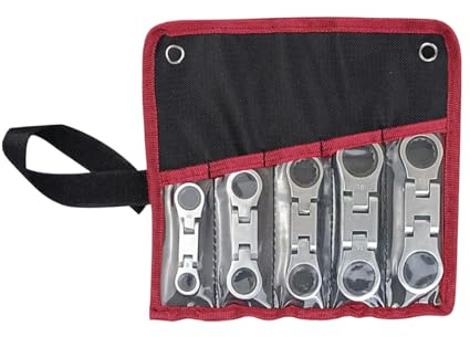 Lnhgh Clé à Cliquet - 5 Pièces Clés A Douilles Double Têtes Flexibles Poche,Clé de Dépannage Rétractable 1,9 cm, Outil Pliant à 180 Degrés pour Professionnels et Bricoleurs