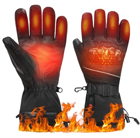 Beheizbare Handschuhe Touchscreen, Winter Beheizbare Handschuhe Herren Damen, 3 Heizungsstufen, Wasserdicht Skihandschuhe, Radhandschuhe, Motorradhandschuhe, FüR Wandern, Reisen, Outdoor-Sport