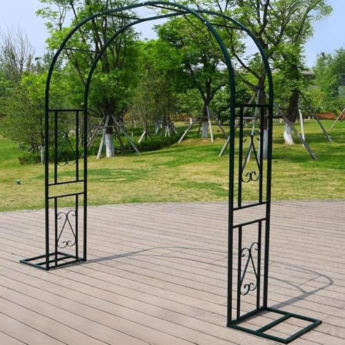 Wetsfgdg Arche De Jardin en Fer Forgé - Grande Tonnelle Décorative Française pour Roses Et Fleurs, Solide Et Résistante Aux Intempéries.Vert foncé/Style A/Dessus plat/L260xW40xH230cm