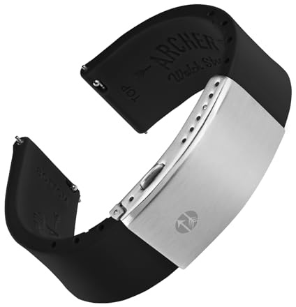 Archer Watch Straps - Snabbkoppling Anpassad Silikonklockarmband (Svart, 20mm)