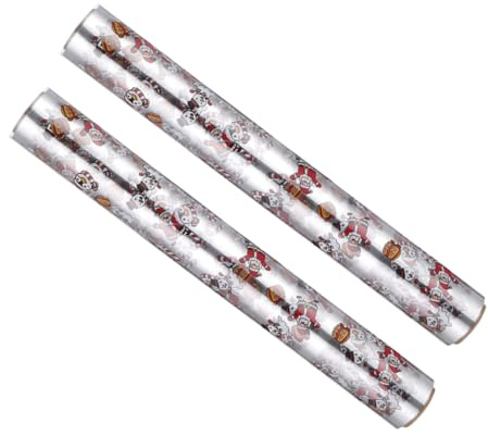 AKOOSY 2 Rollen Weihnachtliche Transparente Zellophanrolle Reißfest Geschenkfolie für Geschenkkörbe Blumen Verpackung Festliche Dekoration