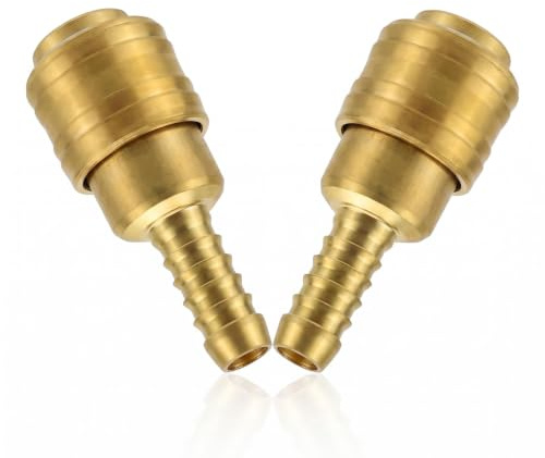 Raccord Rapide Air Comprimé 1/4 En Laiton, Embout Tuyau 10mm, Lot de 2 | Raccords rapides air comprimé 1/4 en laiton, embout de 10 mm, avec clapet anti-retour et pression, pour tuyaux avec LW 8 mm