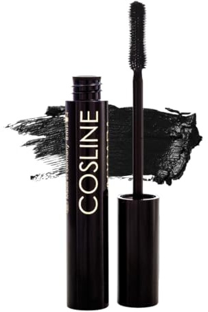 COSLINE Mascara Black Rubber Brush 91, Wimperntusche, Wischfest, Volumen